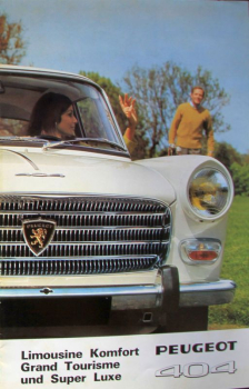 Peugeot 404 Limousine Grand Tourisme Modelprogram 1967 five Carbrochures (7714)